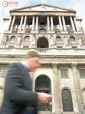 英倫銀行擬於一四年向外公布銀行壓力測試結果。