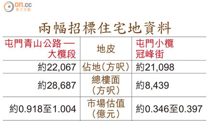 兩幅招標住宅地資料