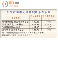 部分較進取的目標期限基金表現