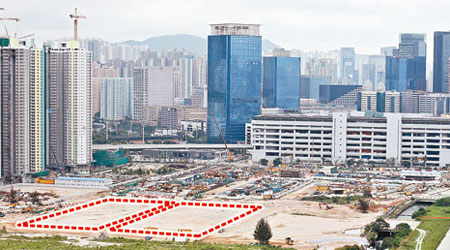 中海反對增加啟德新發展區地皮密度。圖中紅虛線為中海早前購入的兩幅限量住宅地。（資料圖片）