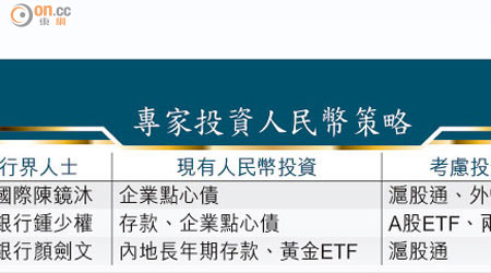 專家投資人民幣策略