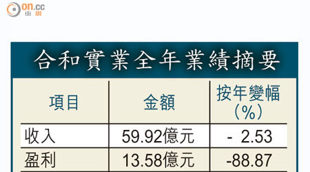 合和實業全年業績摘要