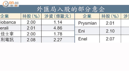 外匯局入股的部分意企