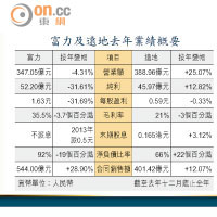 富力及遠地去年業績概要