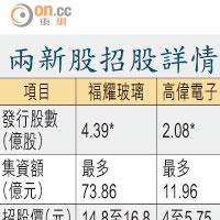 兩新股招股詳情