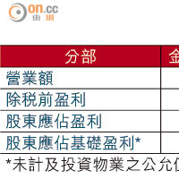 恒地去年業績一覽