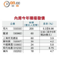 內房今年積極發債