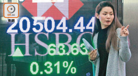 港股昨日再度上揚，另有調查顯示，在香港上市H股獲最多投資者增持。（袁志豪攝）