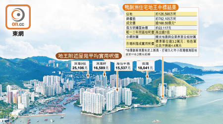 鴨脷洲利南道住宅地以逾168億元批出，成為香港賣地史上最貴地王。