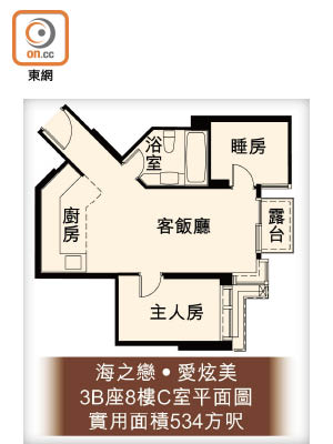 海之戀‧愛炫美 3B座8樓C室平面圖