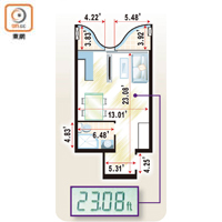 帝峯‧皇殿一個開放式單位平面圖