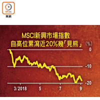 MSCI新興市場指數自高位累瀉近20%幾「見熊」