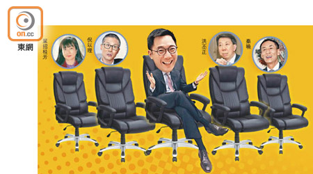 金發局主席李律仁（左三）旁邊嗰四把交椅，邊個會有份坐？