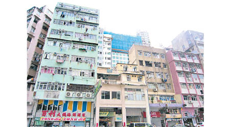 鄧成波家族標售的基隆街多幢四至十層高唐樓，地盤面積逾五千六百方呎。