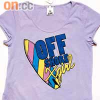 X-girl紫色「OFF SHORE」英文字樣Tee $799（b）