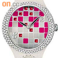 Serena Garbo Lady馬賽克圖案鑽石紅寶石腕錶$90,000