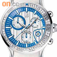 Bella Costa鑽石藍寶石白色膠帶腕錶　$27,500