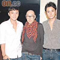 右起：鈴木仁、張學潤及楊明擔任模特兒選舉評判。