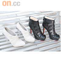 Alexander Wang杏色麖皮Ankle boots　$6,450<br>Christian Louboutin黑色短靴　$9,800