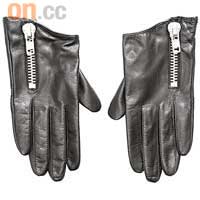 H&M黑色皮革×拉鏈設計短手套 未定價（b）