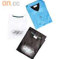 男裝911 TO THE CORE T-SHIRT（白）$577 優惠價$403<br>男裝911 TO THE CORE PIQUE POLO SHIRT（藍）$930 優惠價$651<br>男裝911 TO THE CORE T-SHIRT（黑）$577 優惠價$403