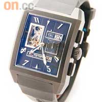 Mega Port Royal Open Grande Date手錶，黑色鈦金屬錶殼，特大40mm × 57mm錶面設計，採用水平動能儲蓄顯示。$166,000
