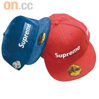 Supreme Era Cap藍色燈芯絨$493、紅色絨料$578（A）