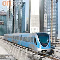 杜拜的地鐵簡稱RTA，車廂由日本三菱重工負責。