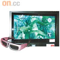 65吋3D TV<br>配合L65P10FBEG3D，同場展出印有TCL標記的Xpol偏光式3D眼鏡，既輕巧又不用入電。售價：待定