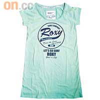 ROXY粉藍色洗水Print Tee $280（A）