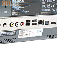 可見到內置TV Tuner睇電視外，還有AV-in和HDMI-in，方便接駁Cable和Now睇波。