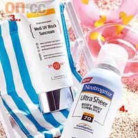 3.Dr.G透薄持久防曬乳SPF 50+ PA++ $288（c）<BR>4.Neutrogena Ultra Sheer Body Mist Sunblock SPF 70 $139.9（d）