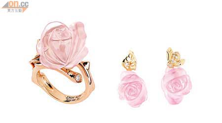 粉紅石英戒指及耳環
