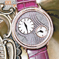 Volta 18K玫瑰金鑲鑽及紫玫瑰榴石腕錶，配紫色鱷魚皮錶帶 $198,000