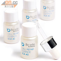 Bicelle SCA40深層活肌再生精華 $1,080\一套四支2.5ml（h）<br>含40%特高濃度SCA活肌再生因子，能促進皮膚細胞再生，修復老化及受損皮膚，迅速改善皺紋及表情紋。同時又能刺激骨膠原增生，增加肌膚彈性及緊緻度，提升輪廓。