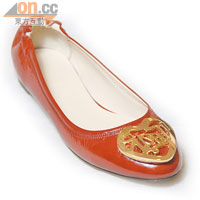 FABIO RUSCONI 紅×金色心形扣平底鞋 $1,890（a）