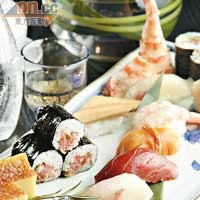 壽司拼盤  $680<BR>壽司選料與刺身拼盤的差不多，全部都是日本最肥美的時令刺身，配合飯糰食，分外飽肚。