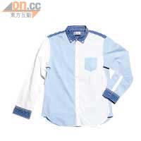 Baffy藍條子×白色Patchwork恤衫$498