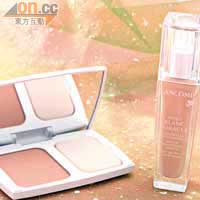 左：Lancome奇迹亮白粉餅 SPF 35\PA+++ $320（a）<BR>右：Lancome奇迹亮白粉底液 SPF 26\PA++ $350\30ml（a）