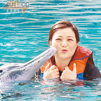 海豚錫錫小慧面珠，這條海豚真係急色鬼愛出位。