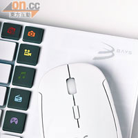 鍵盤有專用快捷鍵，右邊預留空間供滑鼠使用。