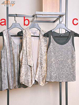 a.Fringe Vest　$5,395<br>b.Gold Vest　$7,395<br>c.Vest　$4,895