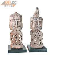 利用舊木頭雕刻而成的守護神公仔Kadauma。$9,800/件