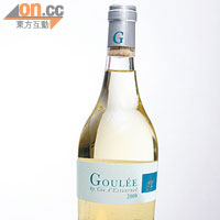 Goulée Blanc 2009 $259<br>Dry White Wine以80% Sauvignon及20% Semillon葡萄釀製，低酸性白酒散發檸檬、桃、菠蘿等熱帶果香味，容易入口，適合初品酒人士。