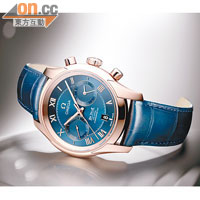 De Ville Chronograph計時手錶，18K紅金款式，藍色錶面配藍色皮帶 $226,500