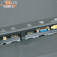 兩組HDMI 1.4設在機背，支援傳送3D視訊；另可透過LAN線上網。