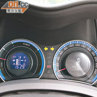 兩圈式儀錶板顯示面積細小，駕駛時要留意。