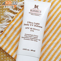 KIEHL'S醫學輕柔抗氧防曬乳 SPF50 PA+++ $330（b）<BR>含FDA認可的專利雙重穩定抗UV濾光分子，可防止曬傷肌膚及預防老化。