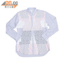 COMME des GARÇONS 藍×白×粉紅色Patchwork長袖恤衫 $5,800（a）