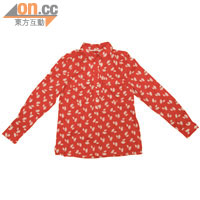 紅×米色印花恤衫 $399